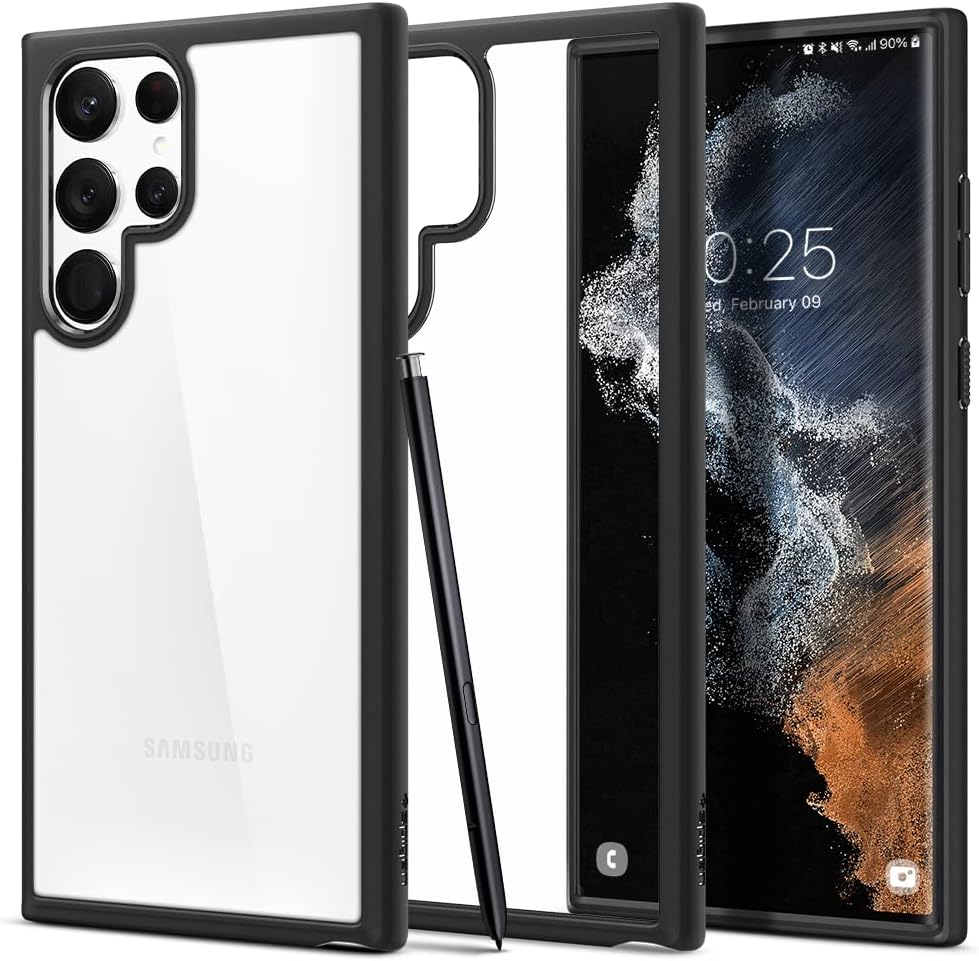 Spigen Ultra Hybrid Case Compatible with Samsung Galaxy S22 Ultra 5G - Matte Black
