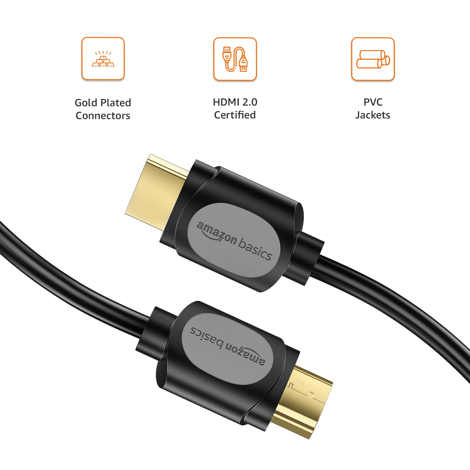 Amazon Basics High Speed HDMI Cable (Gold-Plated, A Male to A Male) - Supports 4K @60Hz and Audio Return (3 Feet)
