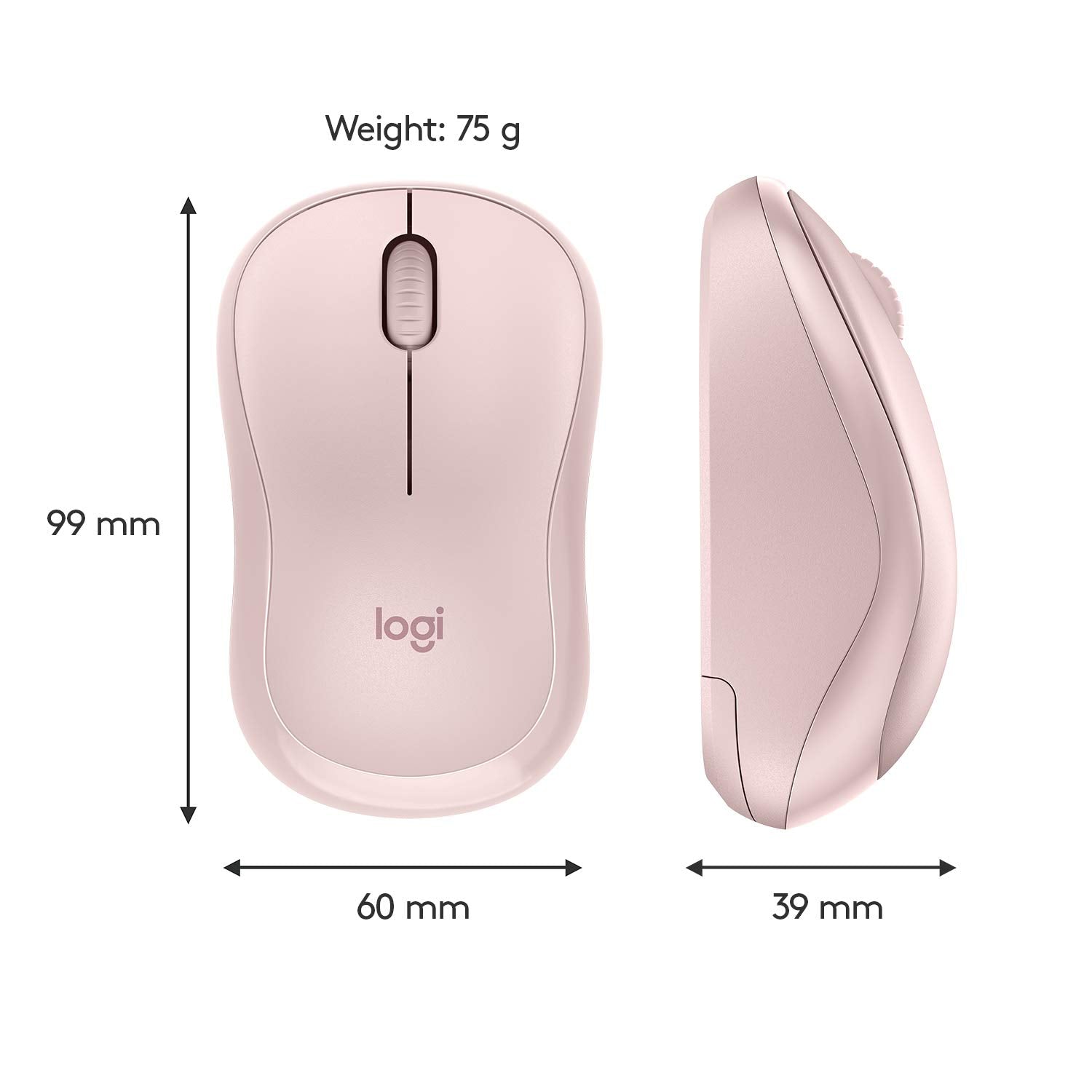 Logitech M221 Wireless Mouse, Silent Buttons, 2.4 GHz with USB Mini Receiver, 1000 DPI Optical Tracking, 18-Month Battery Life, Ambidextrous PC/Mac/Laptop - Rose