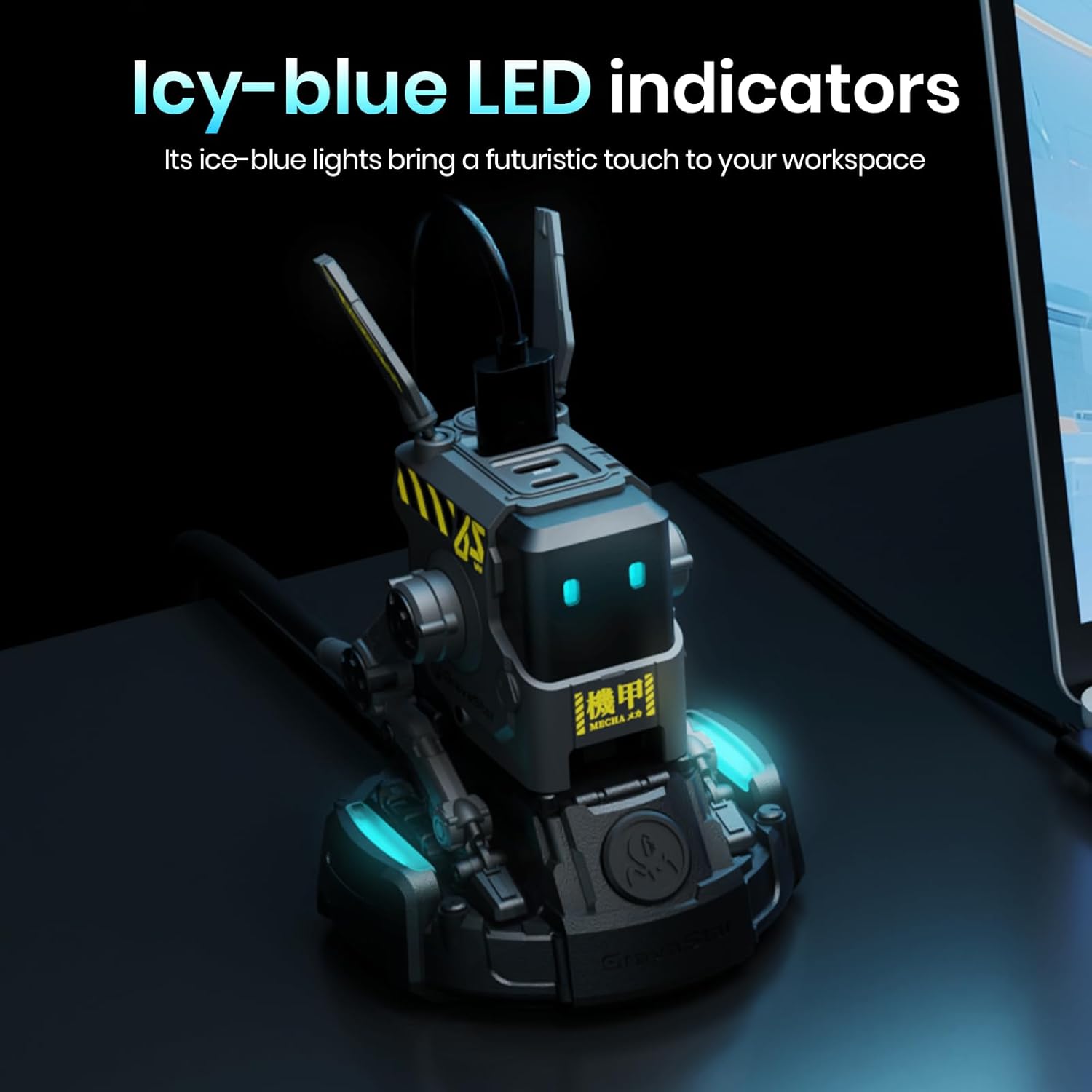 GravaStar Power Strip for Alpha65 65W Charger and Delta35 35W Charger, 5 ft Extension Cord Flat Plug Surge Protector, Indoor Desk Charging Station for Home Office Dorm