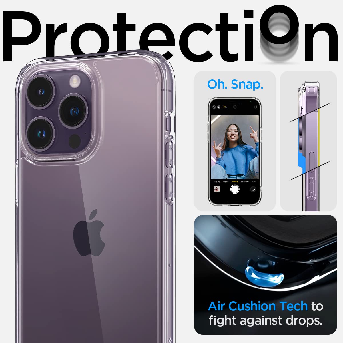 Spigen Ultra Hybrid Back Cover Case Compatible with iPhone 14 Pro Max (TPU + Poly Carbonate | Crystal Clear)
