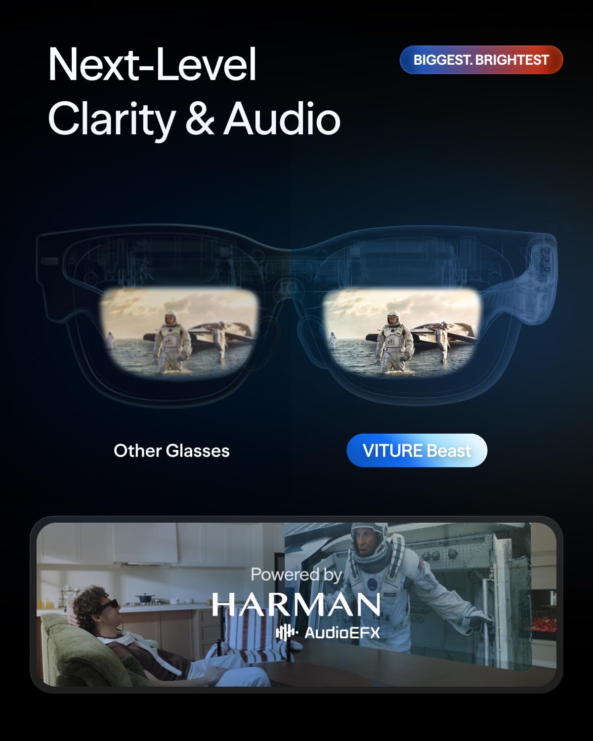VITURE Beast XR/AR Glasses: Biggest. Brightest. Smartest. 174" 1200p 58° FOV, Built-in VisionPair™ 3DoF, Dynamic Dimming, Harman Audio, for iPhone, Android, Mac, PC, Switch 2