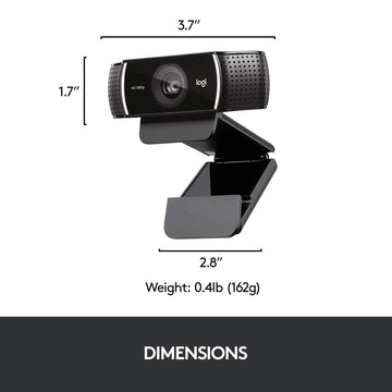 Logitech C922 Pro Stream Webcam, HD 1080p/30fps or HD 720p/60fps, Digital, Hyperfast Streaming, Stereo Audio, HD Light Correction, Autofocus, for YouTube, Twitch, XSplit - Black