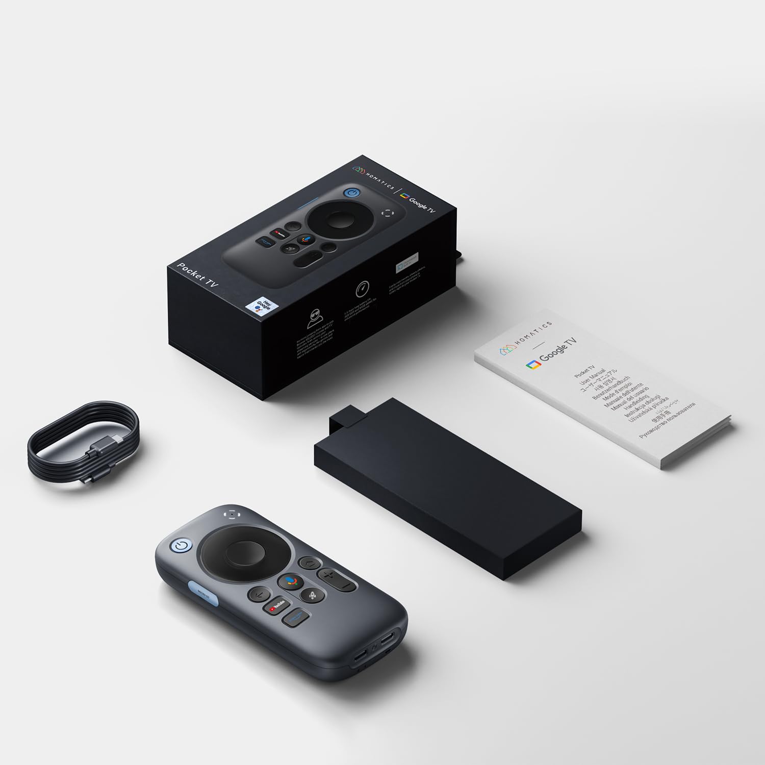 Pocket TV, Certified Portable GTV Device, Companion for RayNeo XR Glasses, Compatible withAR Glasses.