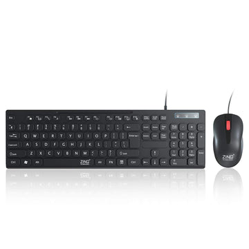 Zinq Technologies ZQ-1200 Combo of Full-Size Noiseless Keys Keyboard with Rupee (?) Symbol and 1600 DPI Optical Mouse