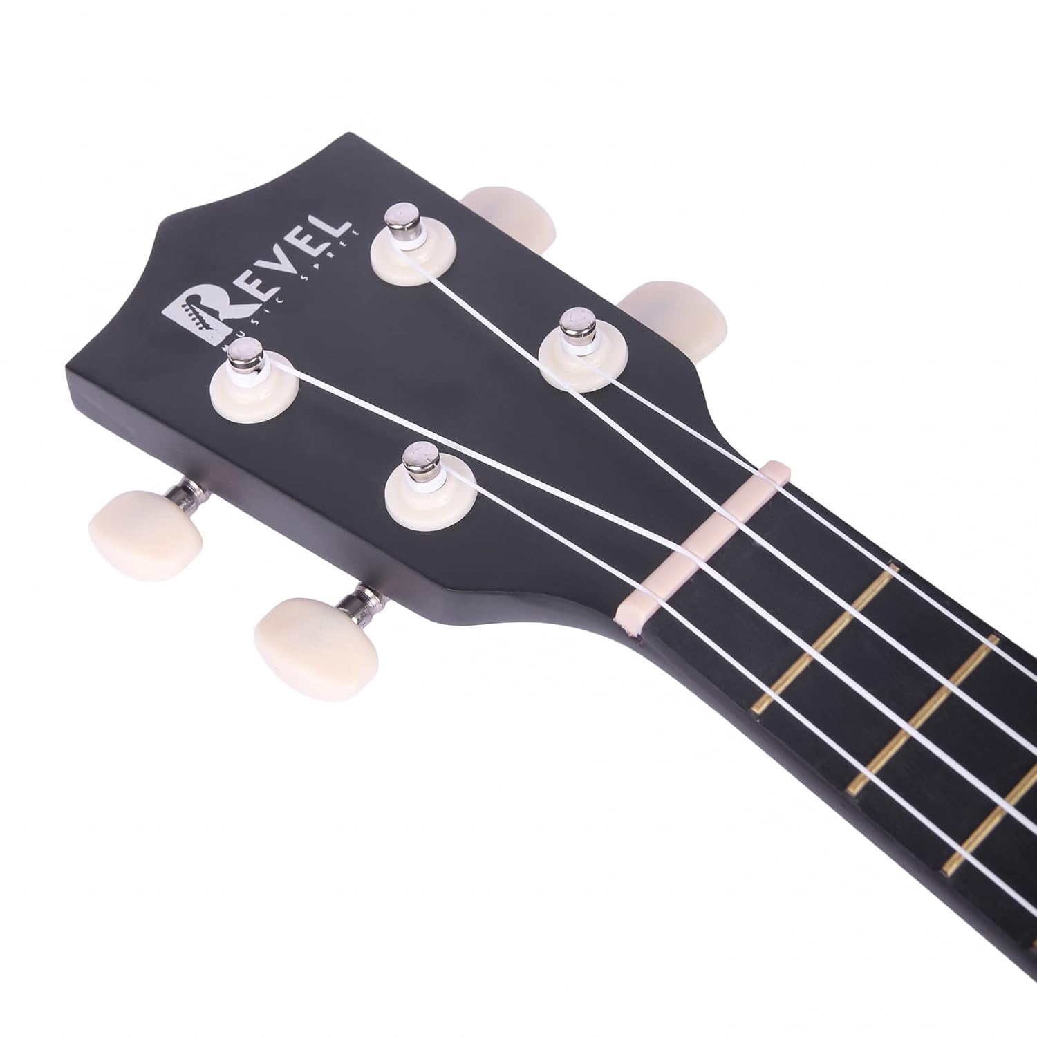 REVEL 21 inches Soprano Ukulele (Jamming Black) with carry bag. Core with gentle braced wood for warm bright tone.(Black)