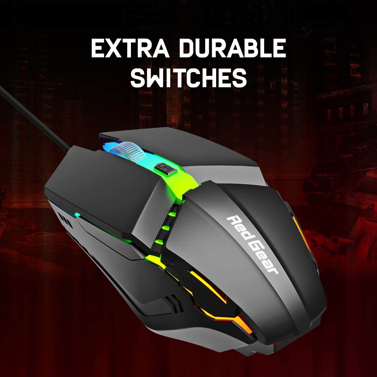Redgear A-10 Wired Gaming Mouse with RGB LED, Lightweight and Durable Design, DPI Upto 2400, Compatible with Windows.