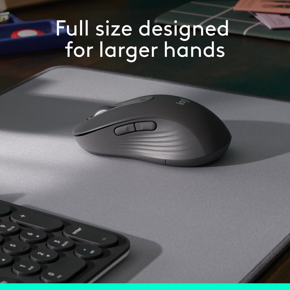 Logitech Signature M650 L Full Size Wireless Mouse - for Large Sized Hands, 2-Year Battery, Silent Clicks, Customisable Side Buttons, Bluetooth, for PC/Mac/Multi-Device/Chromebook - Graphite