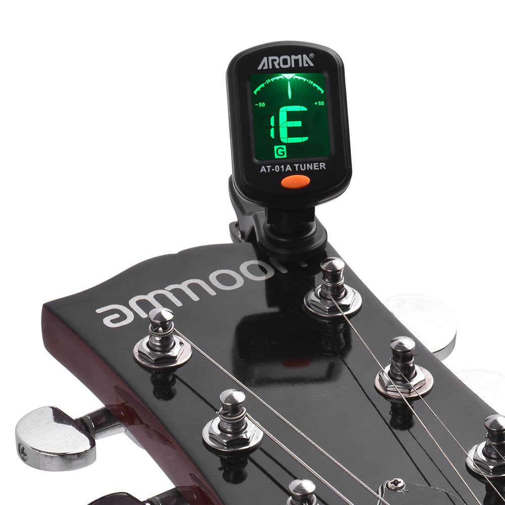 Docooler AROMA Guitar Tuner AT-01A Rotatable Clip-on Tuner LCD Display for Chromatic Guitar Bass Ukulele Violin