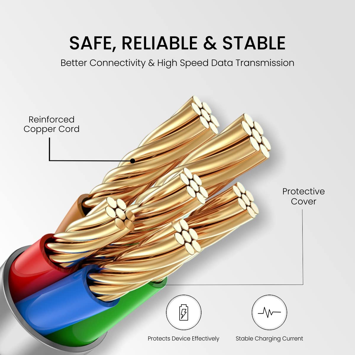 Portronics Konnect L 20W PD Quick Charge Type-C to 8-Pin USB Mobile Charging Cable, 1.2M, Tangle Resistant, Fast Data Sync(White)
