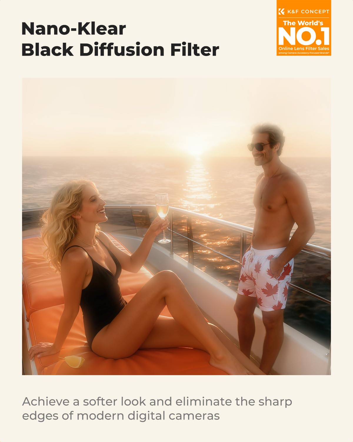 K&F Concept 82mm Black Diffusion 1 Filter Mist Cinematic Effect Filter with 18 Multi-Layer Coatings for Video/Vlog/Portrait Photography (K-Series)