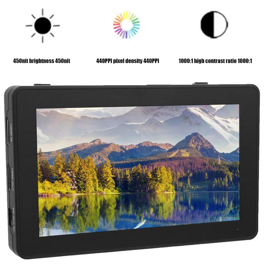 Feelworld F6 Plus LCD Monitor 5.5 Inch(13.9Cm) Suppor 4K 3D DSLR Camera Field Monitor 1080P for DSLR Cameras and Gimbal Stabilizer, Black