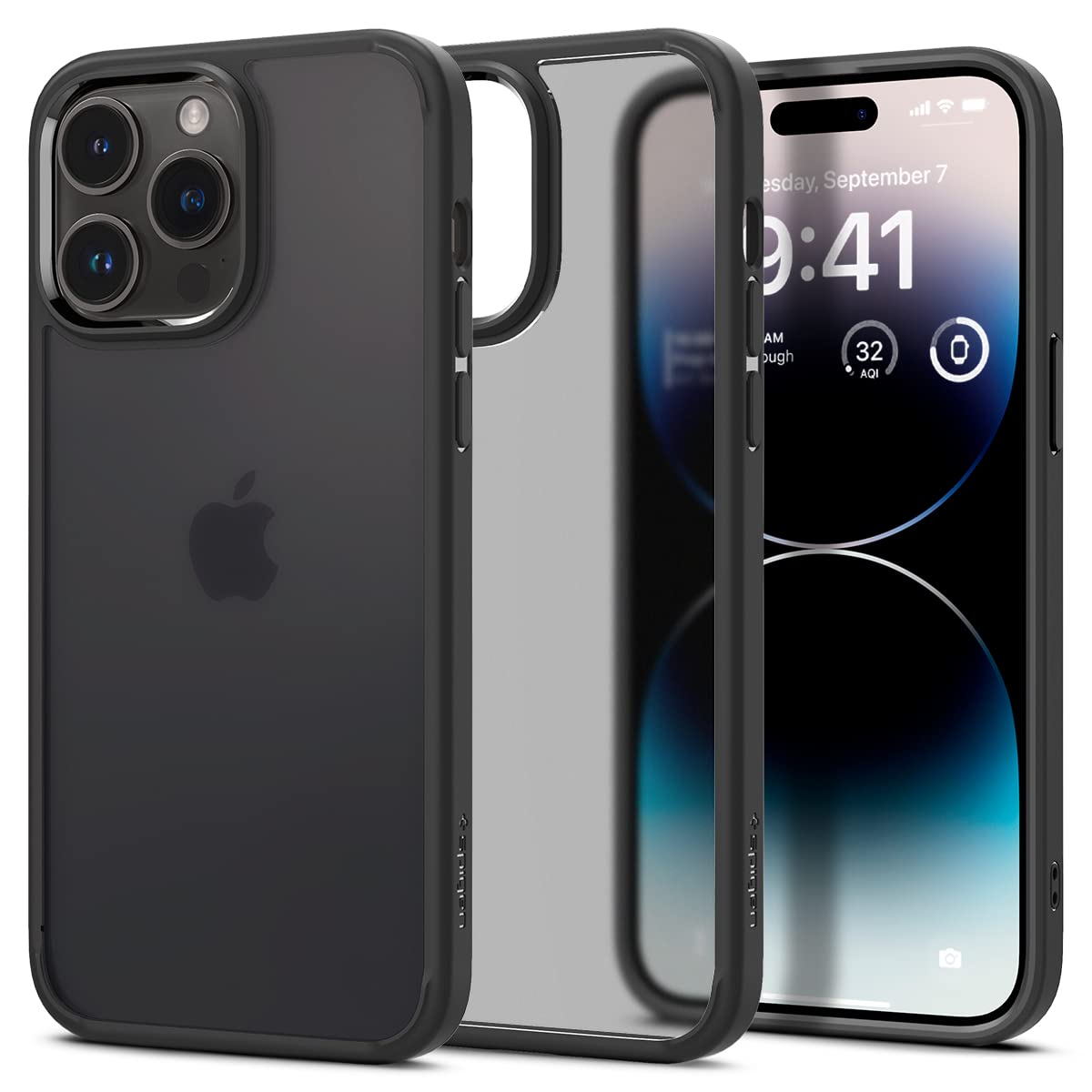 Spigen Ultra Hybrid Back Cover Case Compatible with iPhone 14 Pro (TPU + Poly Carbonate | Matte Black)