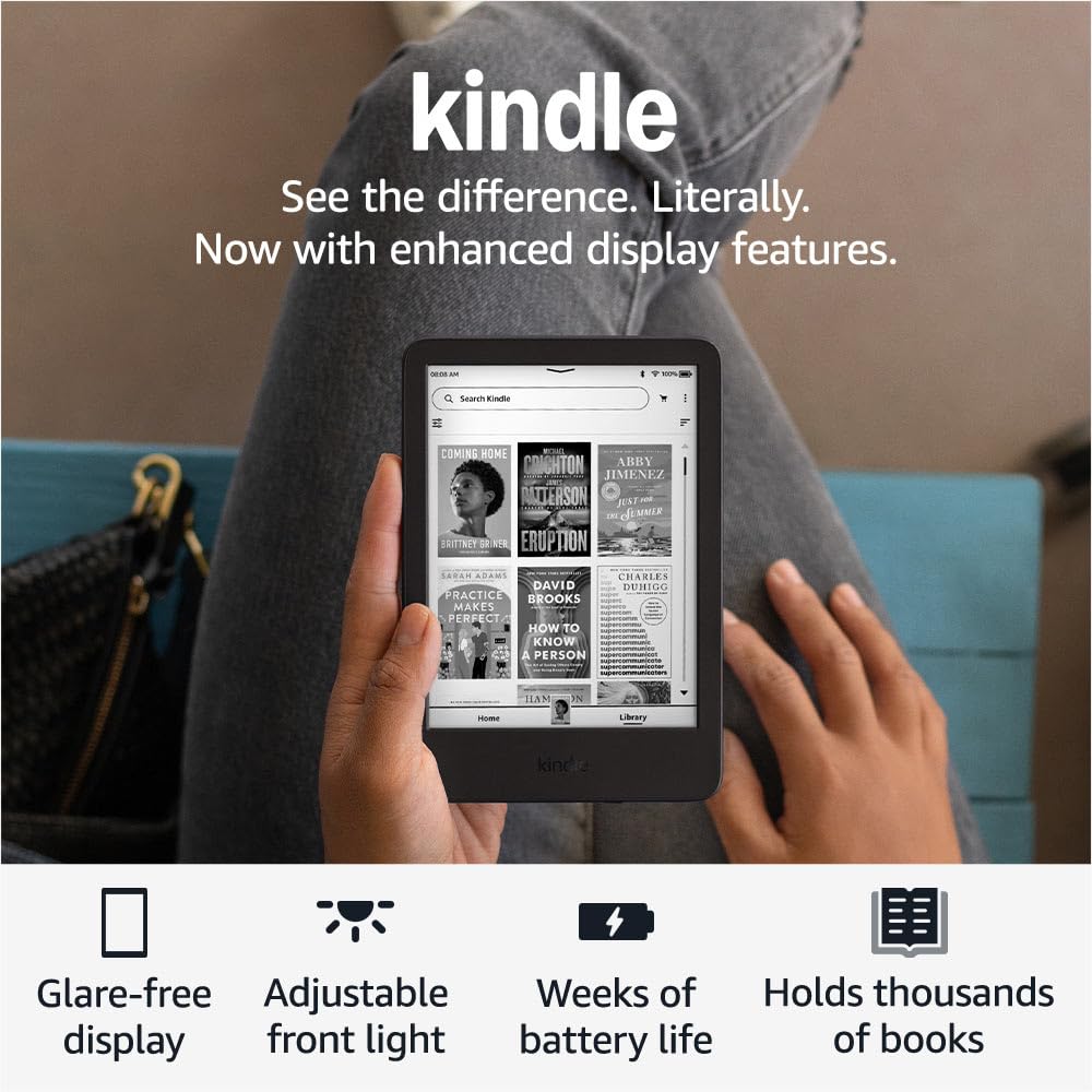New Amazon Kindle (16 GB) - Lightest and most compact Kindle, with glare-free display, faster page turns, adjustable front light, and long battery life - Matcha + 3 Months of Kindle Unlimited (with auto-renewal)