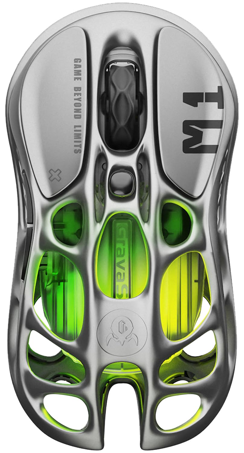 GravaStar Mercury M1 Pro Wireless Gaming Mouse – 26,000 DPI PAW3395DM Sensor - Magnesium Alloy - Wired / 2.4GHz / Bluetooth - 5 Programmable Buttons - Up to 200-Hour Battery - Gradient Black