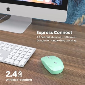 Portronics Toad 25 Wireless Mouse, 2.4 GHz with USB Nano Dongle, 1200 DPI Optical Tracking, Ambidextrous for PC, MacBook, Laptop (Green)