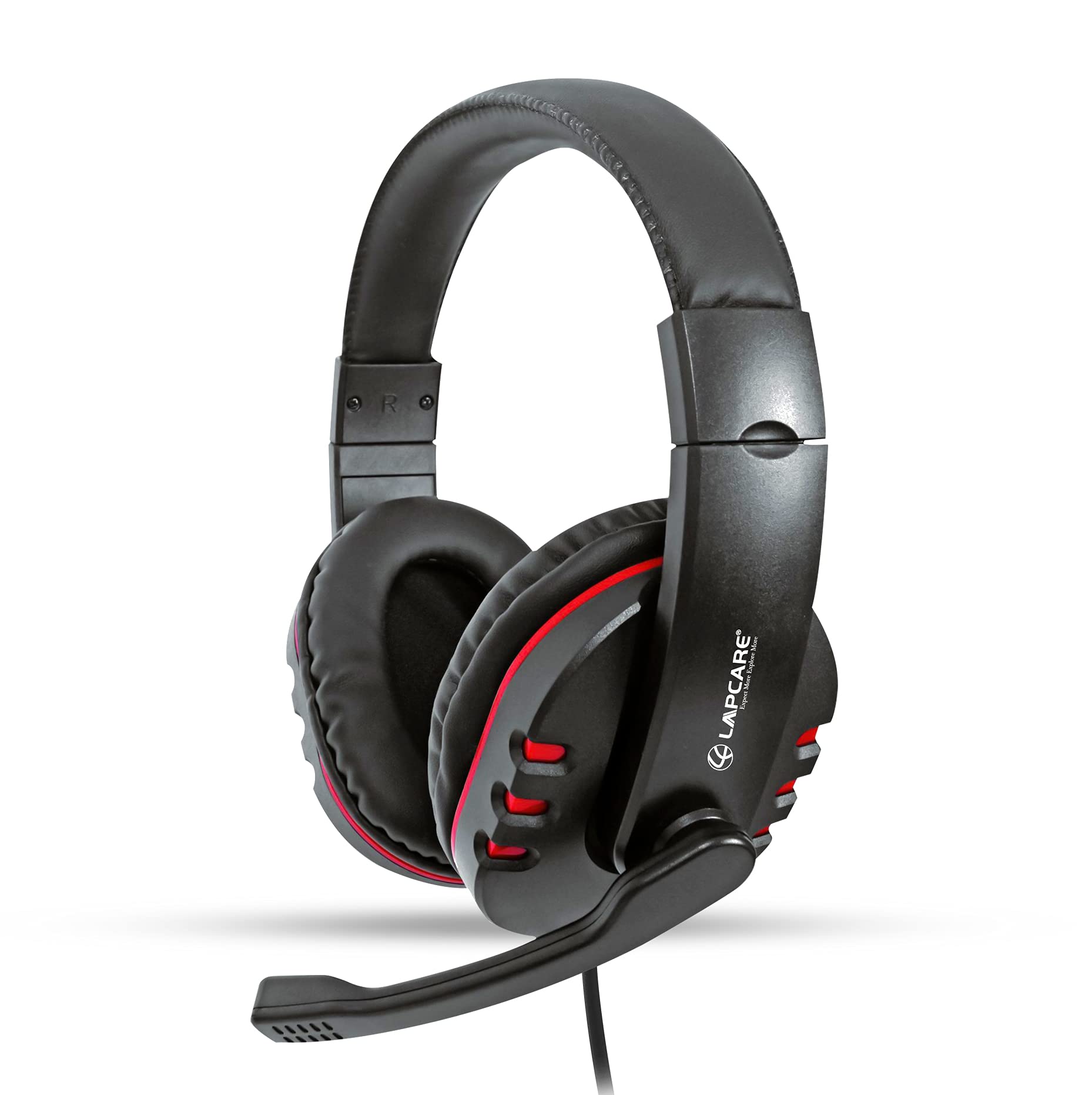 LAPCARE LWS004 Black | Adjustable Headset | Ideal for Gaming and Voice Recording | Compatible with Computer/Mobile Phones/Xbox/PS4 | Wired Over Ear Headphone with Mic