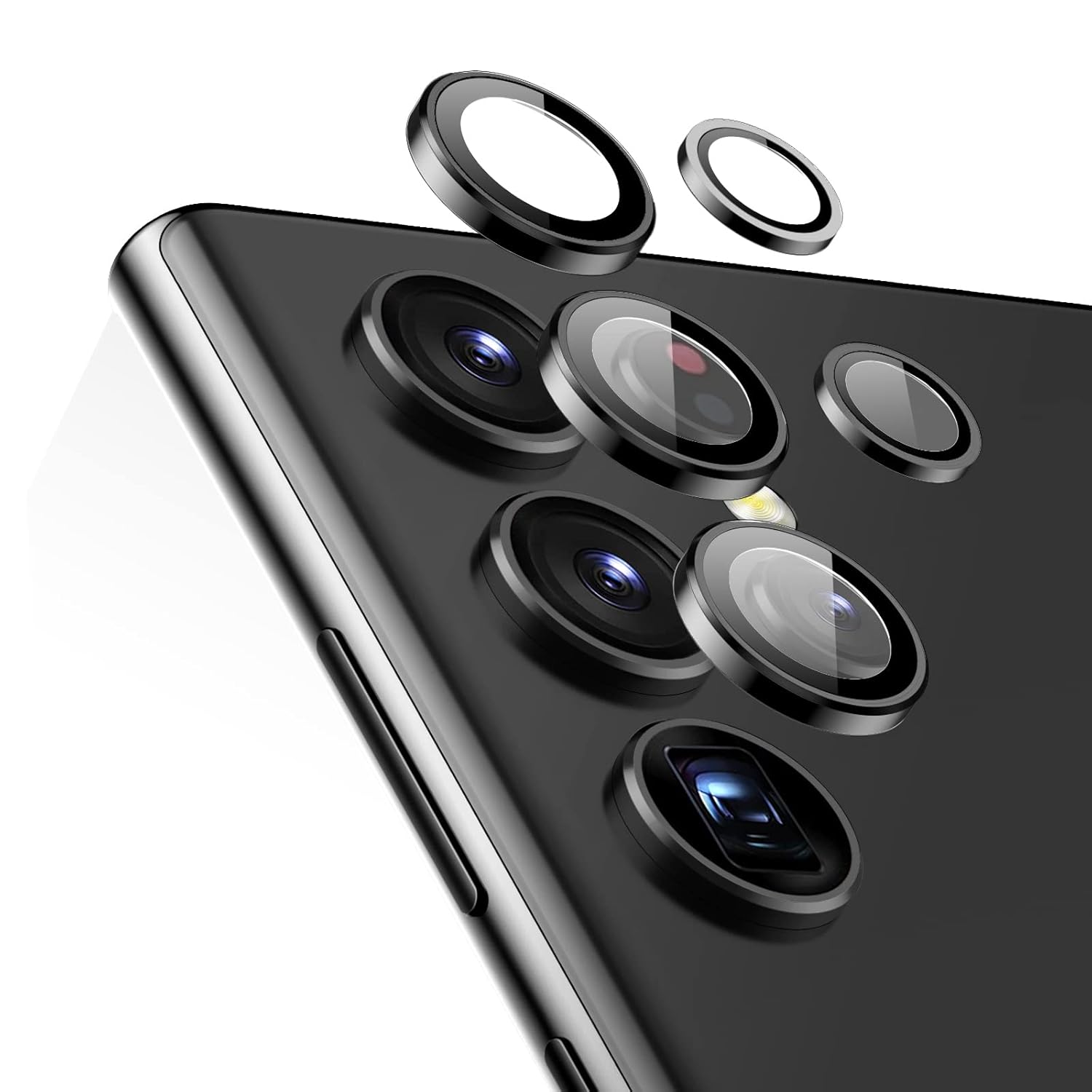 ESR for Samsung Galaxy S22 Ultra Camera Lens Protectors(2022), Individual Lens Protectors with Aluminum Edging, Military-Grade Protection, Scratch-Resistant, Ultra-thin Tempered Glass, 5 Piece, Black