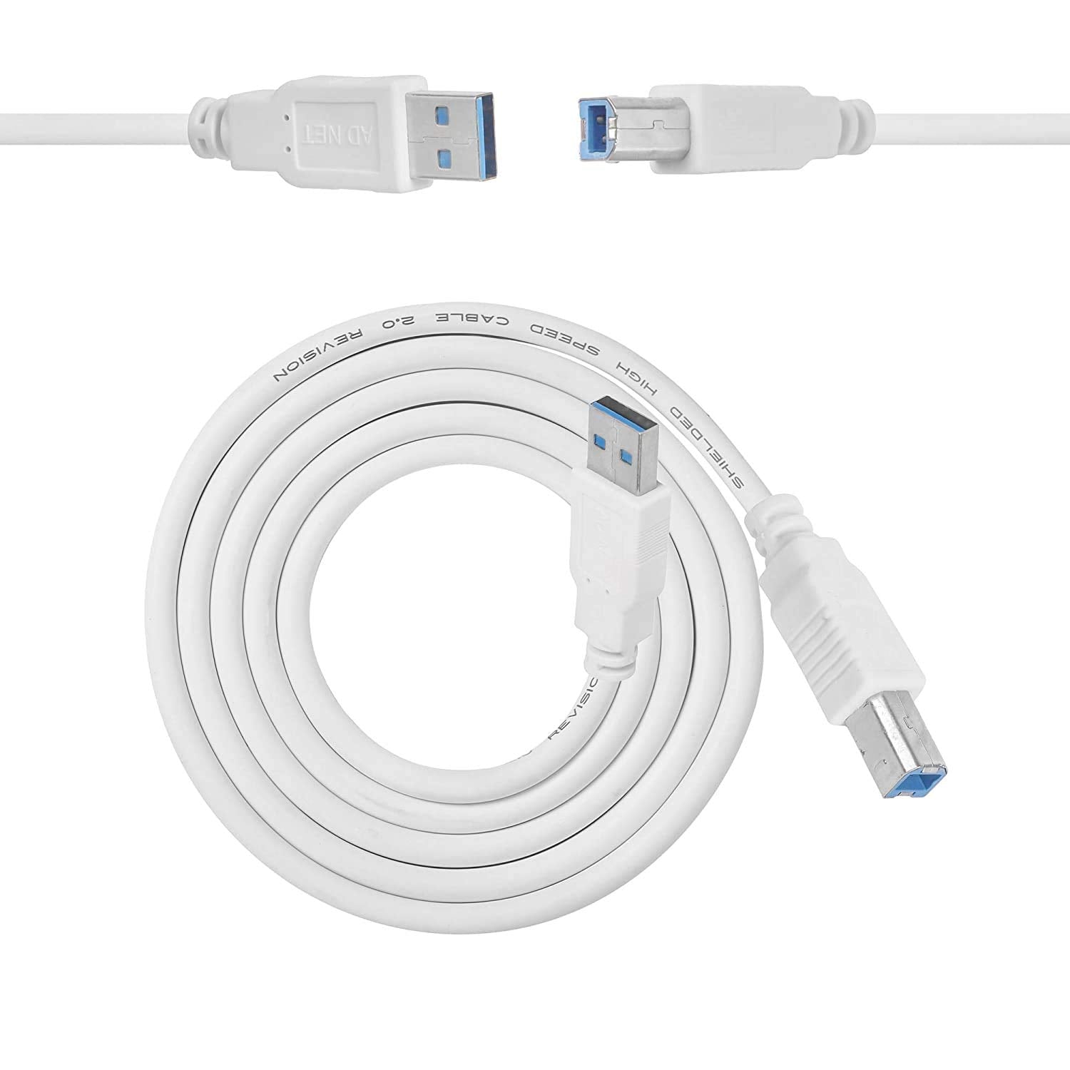 BigPlayer USB 2.0 Highspeed A Male to B Male Printer Cable (White, 5 Meter)