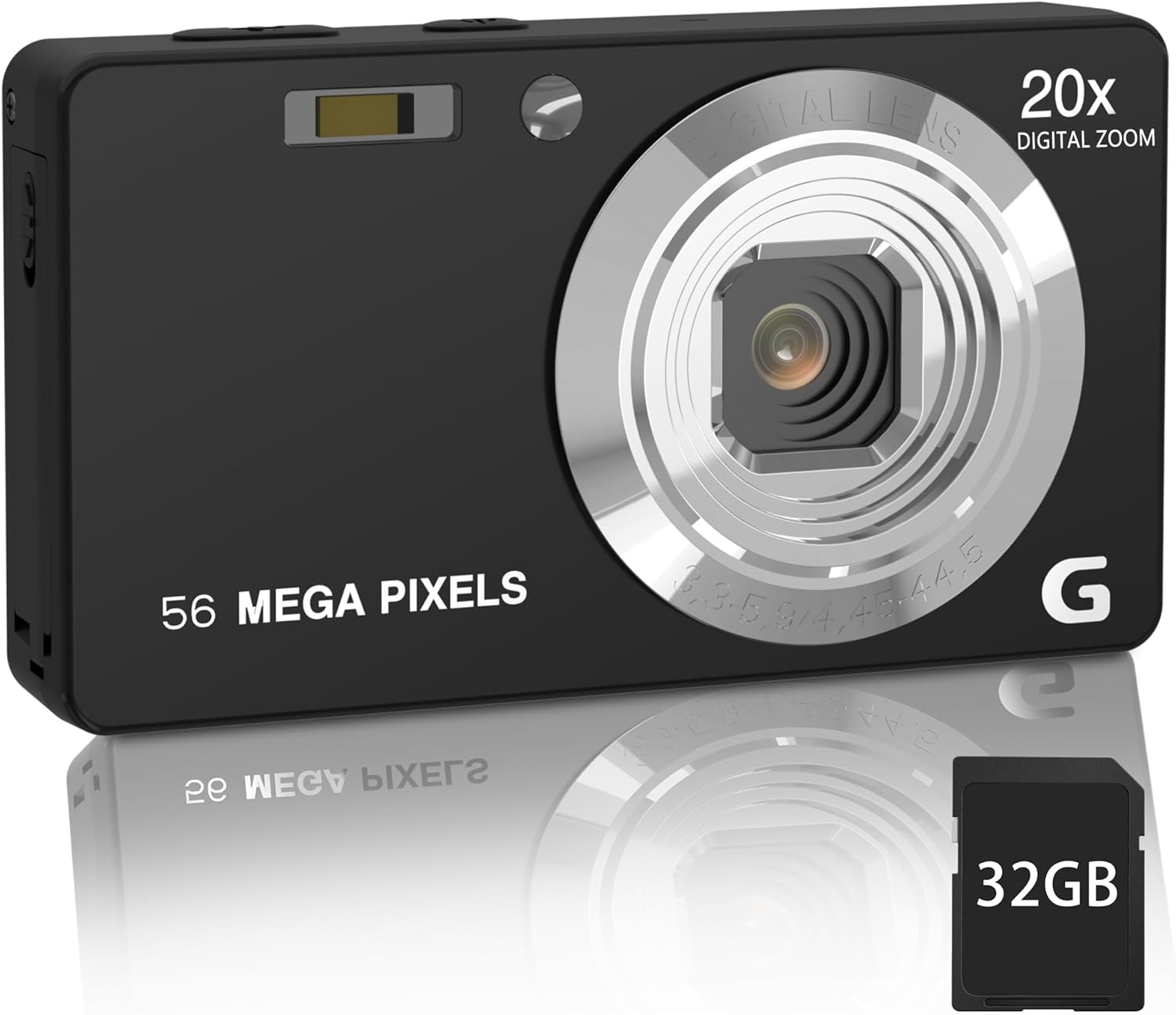 56MP FHD Digital Camera with 20X Digital Zoom & Autofocus, Anti-Shake Point and Shoot Camera for Kids Adults Beginners, Includes 32GB SD Card, Portable Compact for Travel