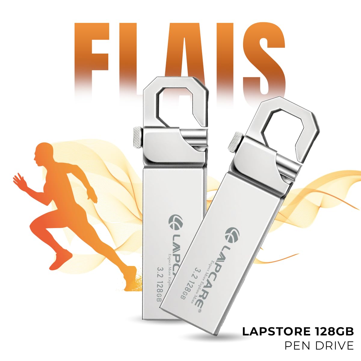Lapcare Flais 128GB Metal USB 3.2 Flash Drive | Pen Drive | Up to 400Mbps Speed | Reliable Data Storage with 5-Year Warranty| Universal Compatibility - MAC/Win/Linux | OTG Support