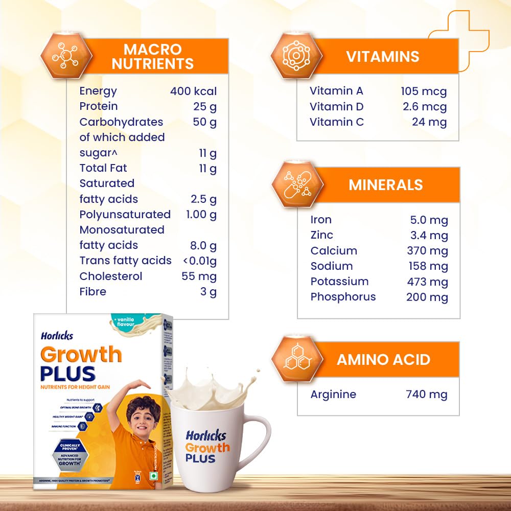 Horlicks Growth Plus - Nutrients for Height Gain - Vanilla - 400g
