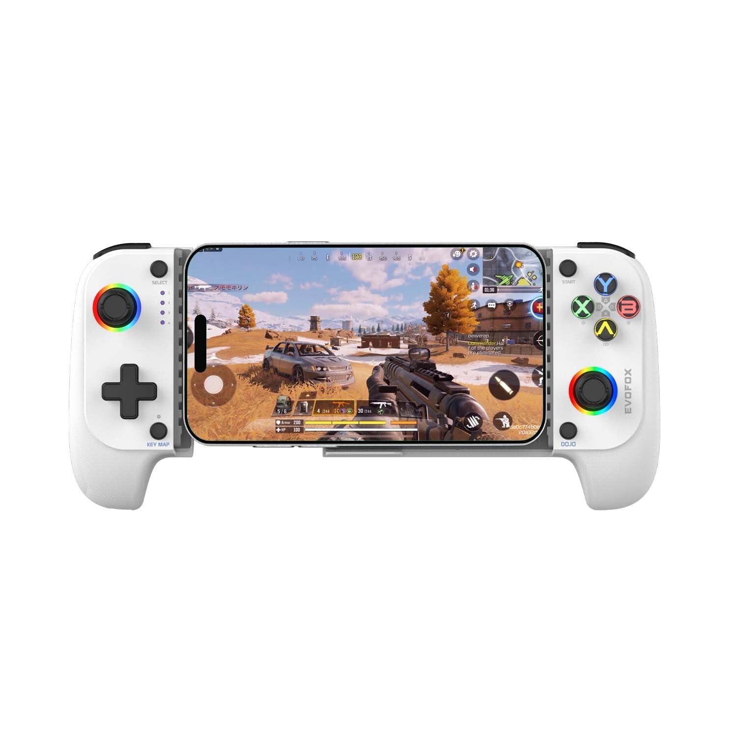 EvoFox Go Smartphone Bluetooth Gamepad for iPhones, iPads & Android | 2 Macro Back Buttons, Dual Vibration Motors, Turbo Mode, Analog Triggers, High Precision Joysticks | Android KeyMap Mode (Grey)