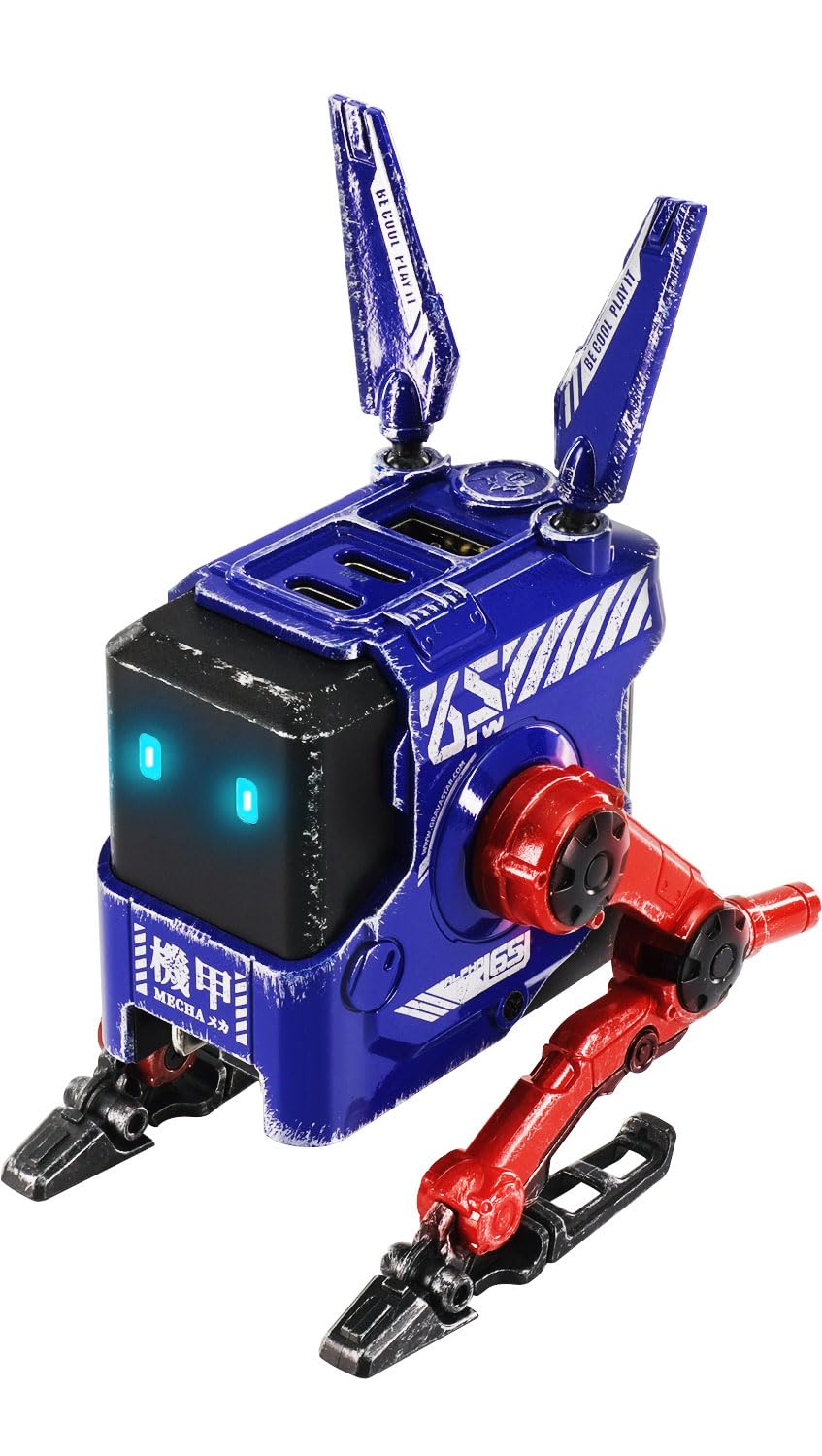 GravaStar 65W Alpha65 Robot Fast GaN Charger Block, 3-Port Fast Charger, Foldable Wall USB C Charger for iPhone, MacBook, iPad, Laptop, Steam Deck, Gifts for Men (65W, Gray)