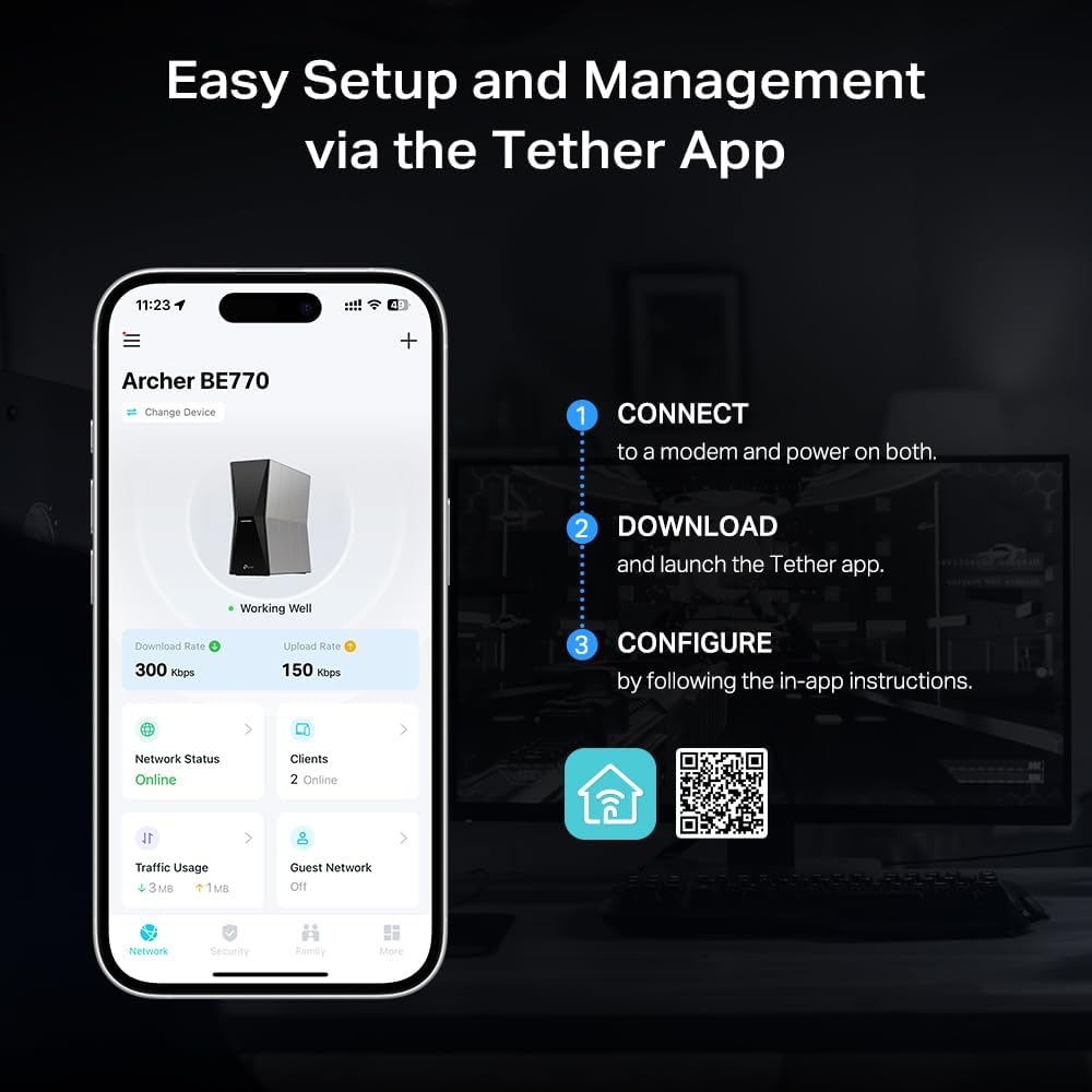 TP-Link Tri-Band BE18000 WiFi 7 Router, Archer BE770
