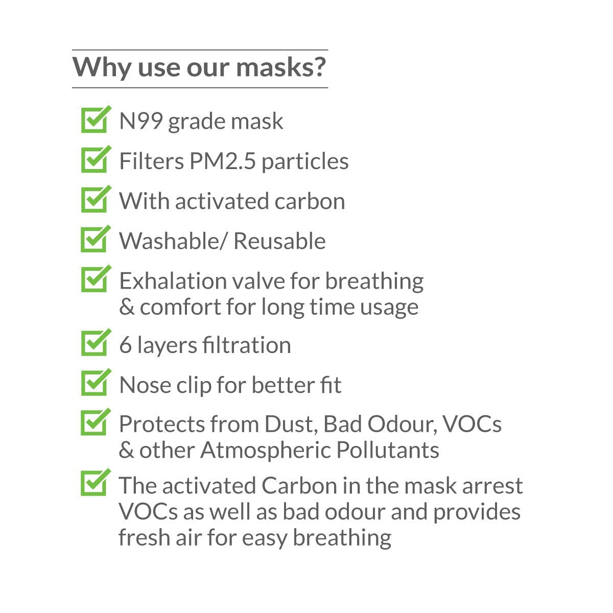 Bodyguard Reusable N99 + PM2.5 with 6 Layer Anti Pollution Face Mask - (Pack of 5, Medium)