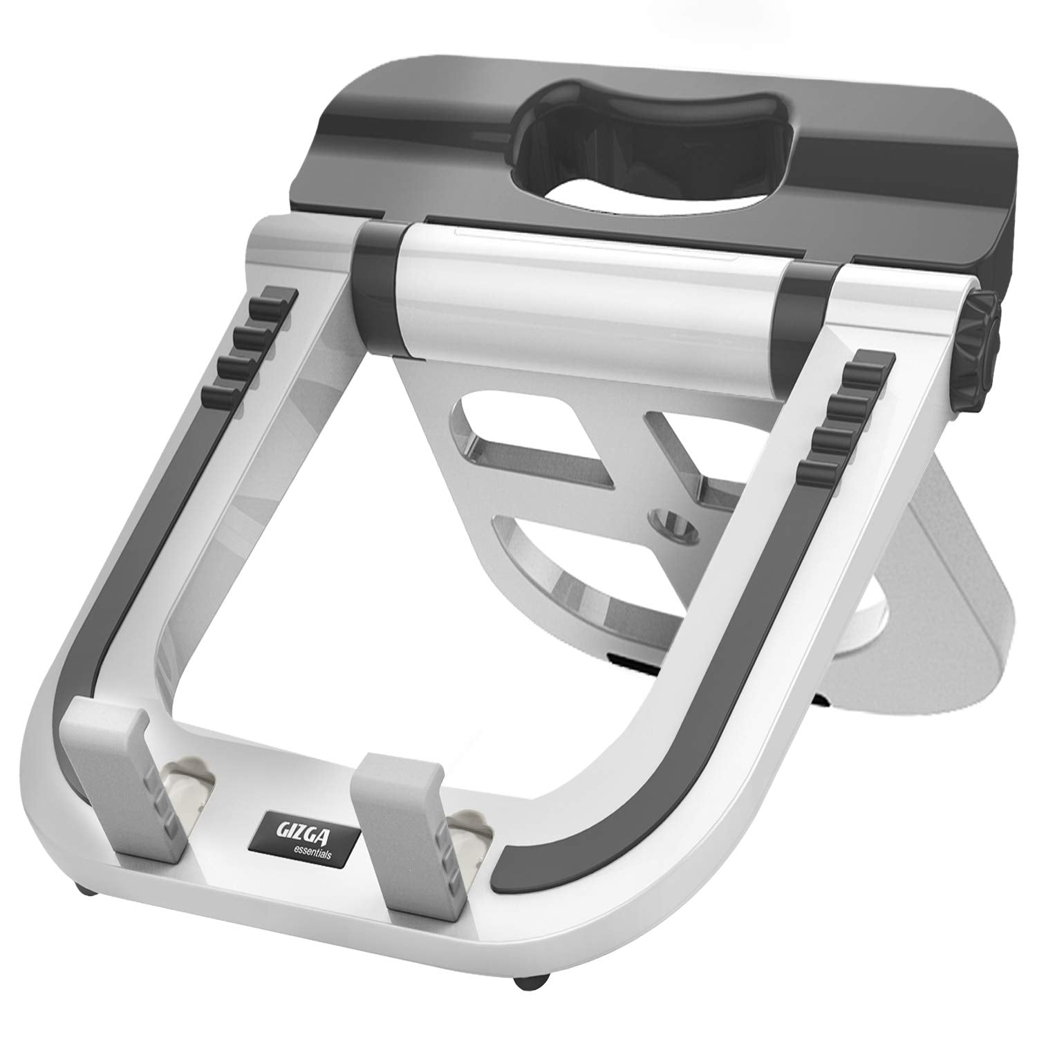 GIZGA essentials Portable Laptop Stand, Multi-Functional Foldable Stand for Laptop/MacBook, Ergonomic Design, Anti-Slip Base, Heat Dissipation, Multiple Angles, Height Adjustable, Light Weight, White