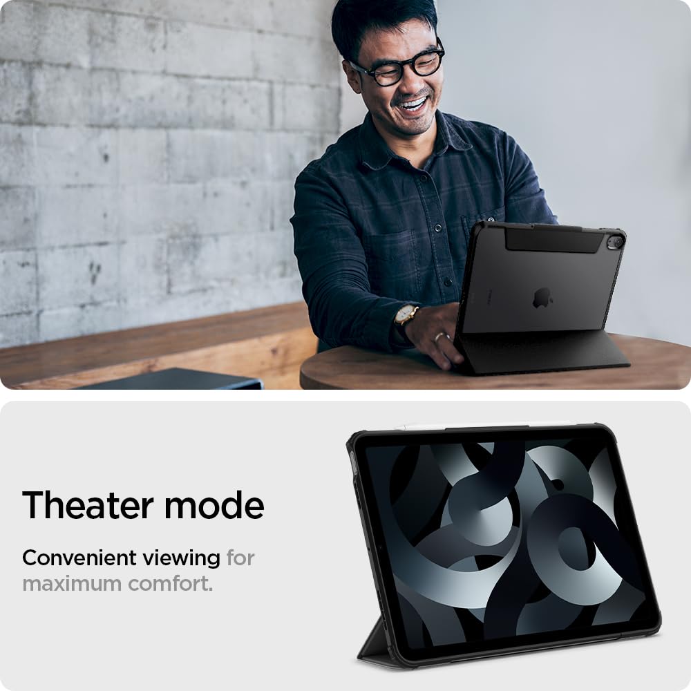 Spigen Ultra Hybrid Pro for iPad Air 11inch M3/M2 (2025/2024) Case, iPad Air 10.9inch 5th/4th Gen (2022/2020) Full Cover Folio Case with Built in Pencil Holder, Trifold Stand - Black