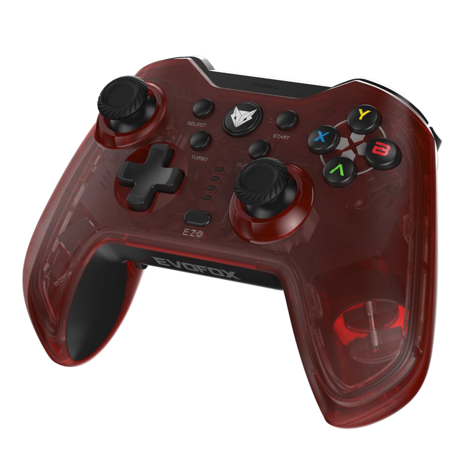 EvoFox Elite X Wired Gaming Controller for PC with 2 Programmable Macro Back Buttons, Adjustable Dual Vibration Motors,Turbo Mode,Analog Triggers, High Precision joysticks,Low Latency Plug and Play,Translucent Shell Controller for pc