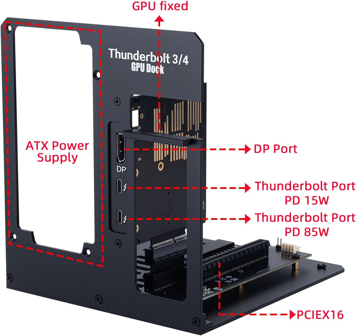 eGPU Enclosure Thunderbolt 3/4 USB4 40Gbps PD 85W Charging External GPU Dock Compatible with NVIDIA/AMD Graphics Cards on Win 10/11 Linux System, ATX