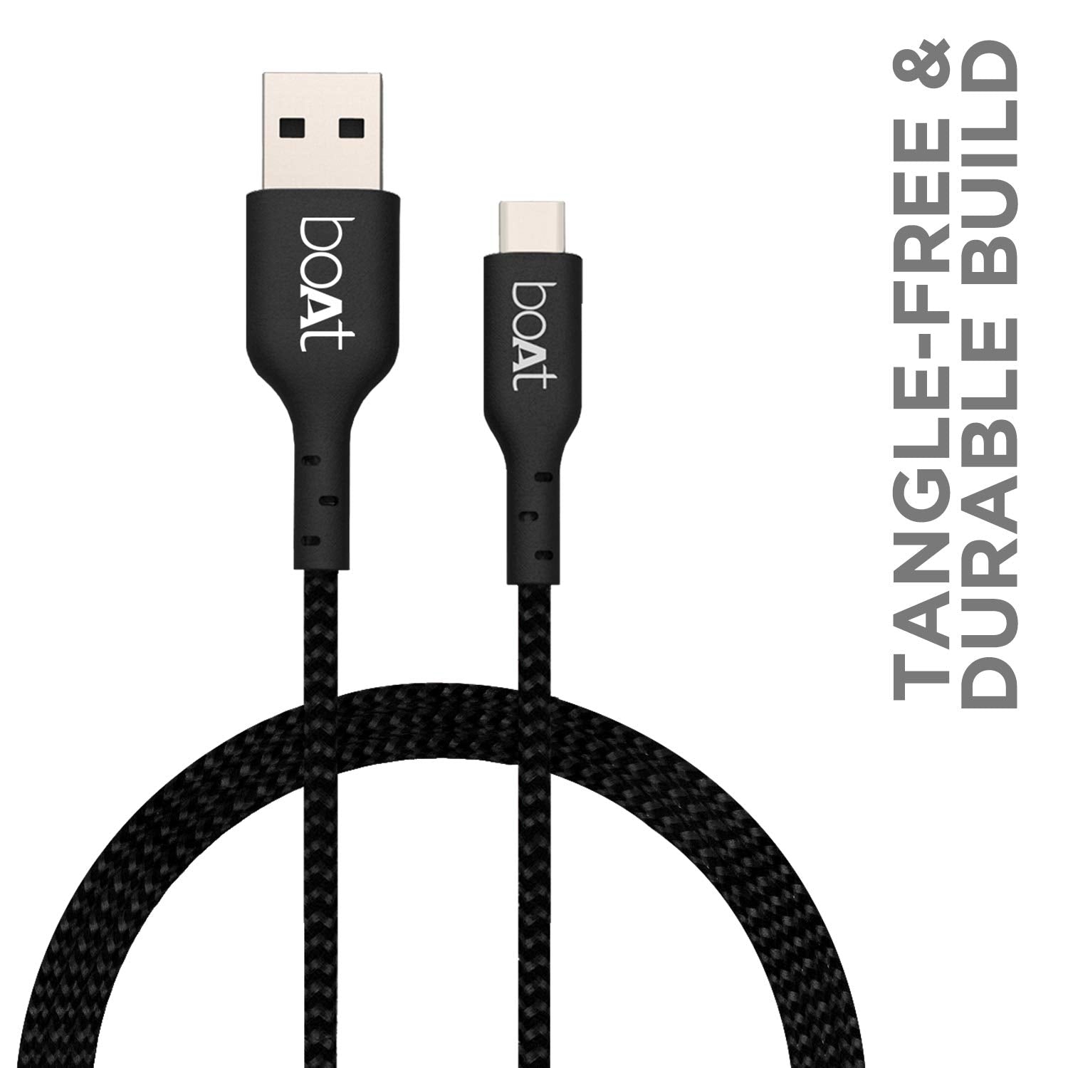 boAt A 350 Type C Cable for Smartphone, Charging Adapter (1.5m, Carbon Black)