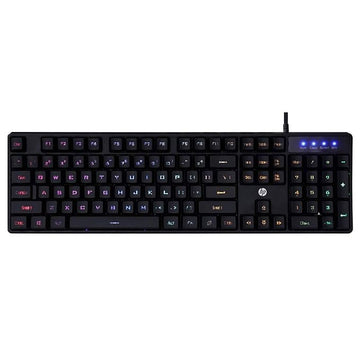 HP K300 Backlit Membrane Wired Gaming Keyboard with Mixed Color Lighting, 4 LED Indicators, Matte Finish Double Injection Key Caps and Windows Lock Key