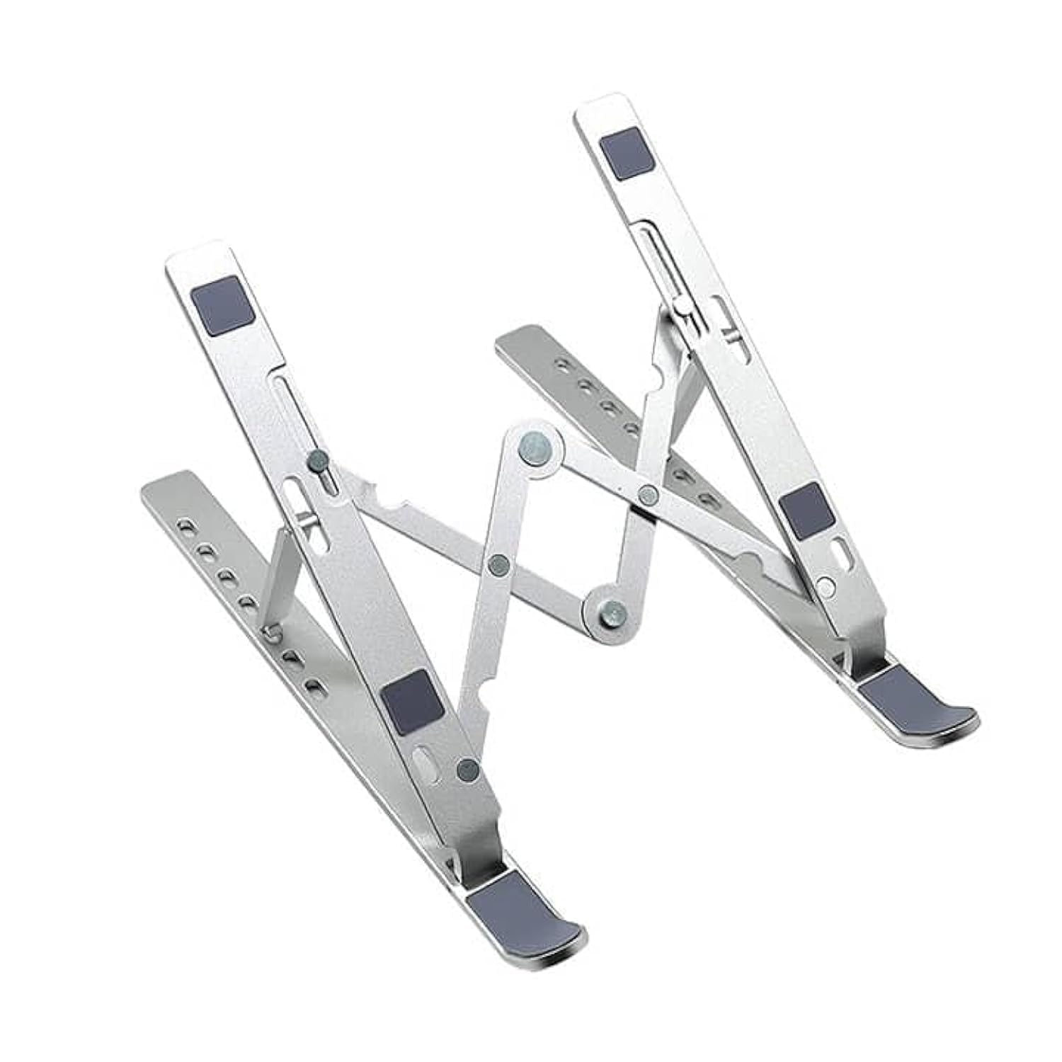 Dyazo 6 Angles Adjustable Aluminum Ergonomic Foldable Portable Tabletop Laptop/Desktop Riser Stand Holder Compatible for MacBook, HP, Dell, Lenovo & All Other Notebook (Silver)