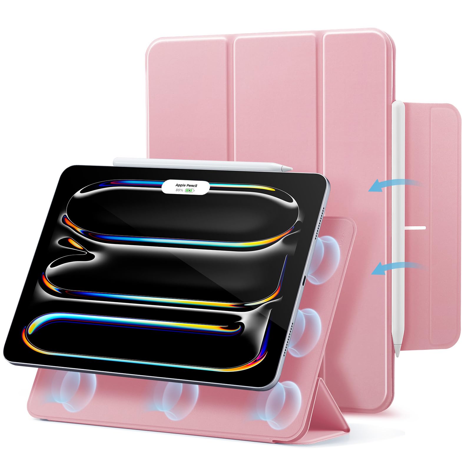 ESR for iPad Pro 12.9 inch Cover (2022/2021/2020, 6th/5th/4th Generation), iPad Air 13 inch Case 2025/2024, Convenient Magnetic Attachment, 2-Way Stand, Rebound Magnetic Case, Black