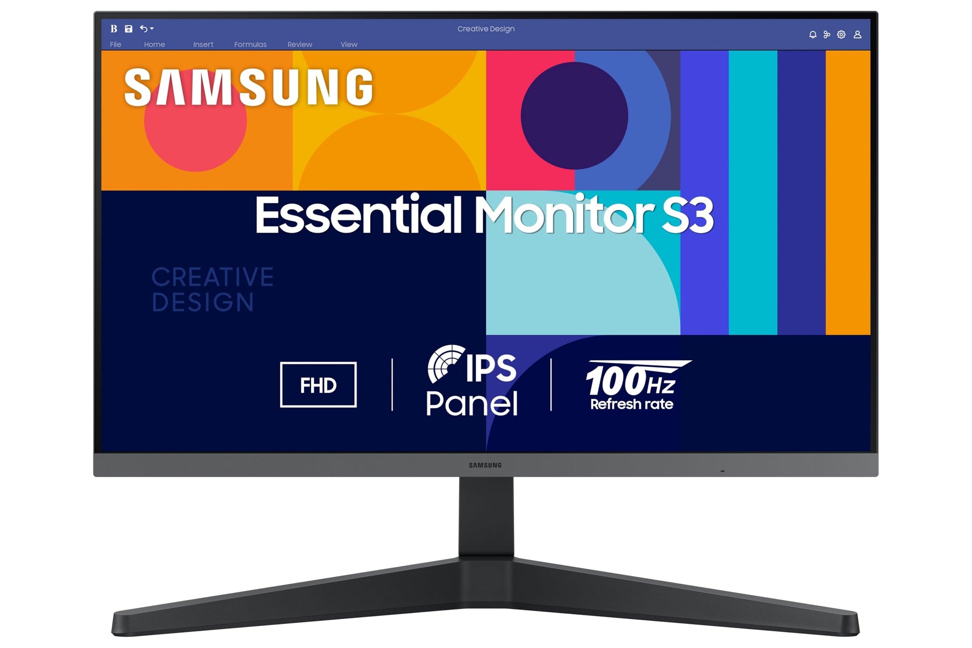 Samsung 24" (60.5 cm) S3 Flat Monitor|Super Slim Borderless Design|IPS Panel|FHD 1920 x 1080|100 Hz|5 ms|Ports-HDMI,VGA|Game Mode|Eye Saver Mode||Wall Mountable|LS24D300GAWXXL|Black