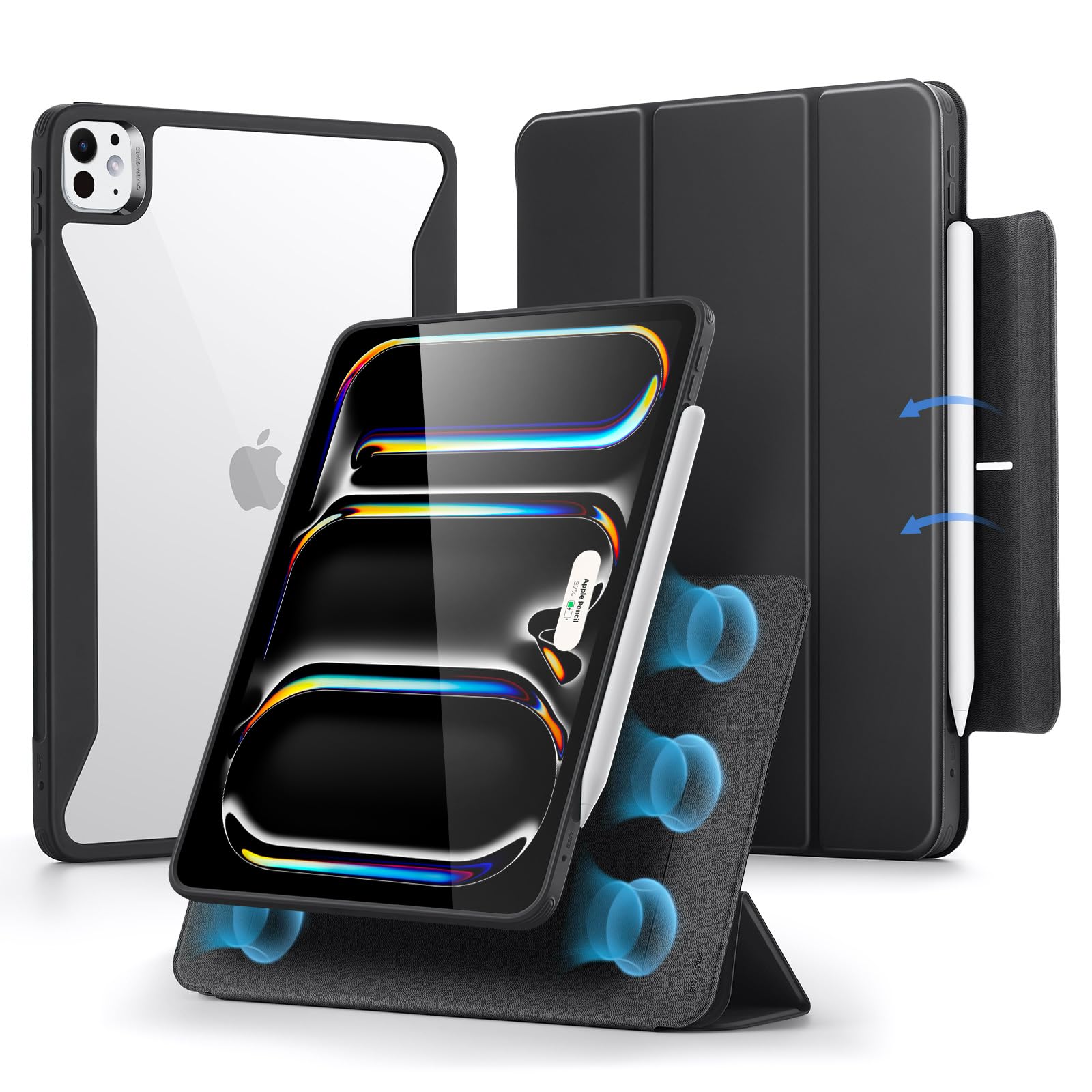 ESR for iPad Pro 11 inch Case (2022/2021/2020/2018, 4th/3rd/2nd/1st Generation), iPad Pro Cover with Pencil Holder, Detachable Magnetic Cover, Vertical Stand, Rebound 360 Series, Black