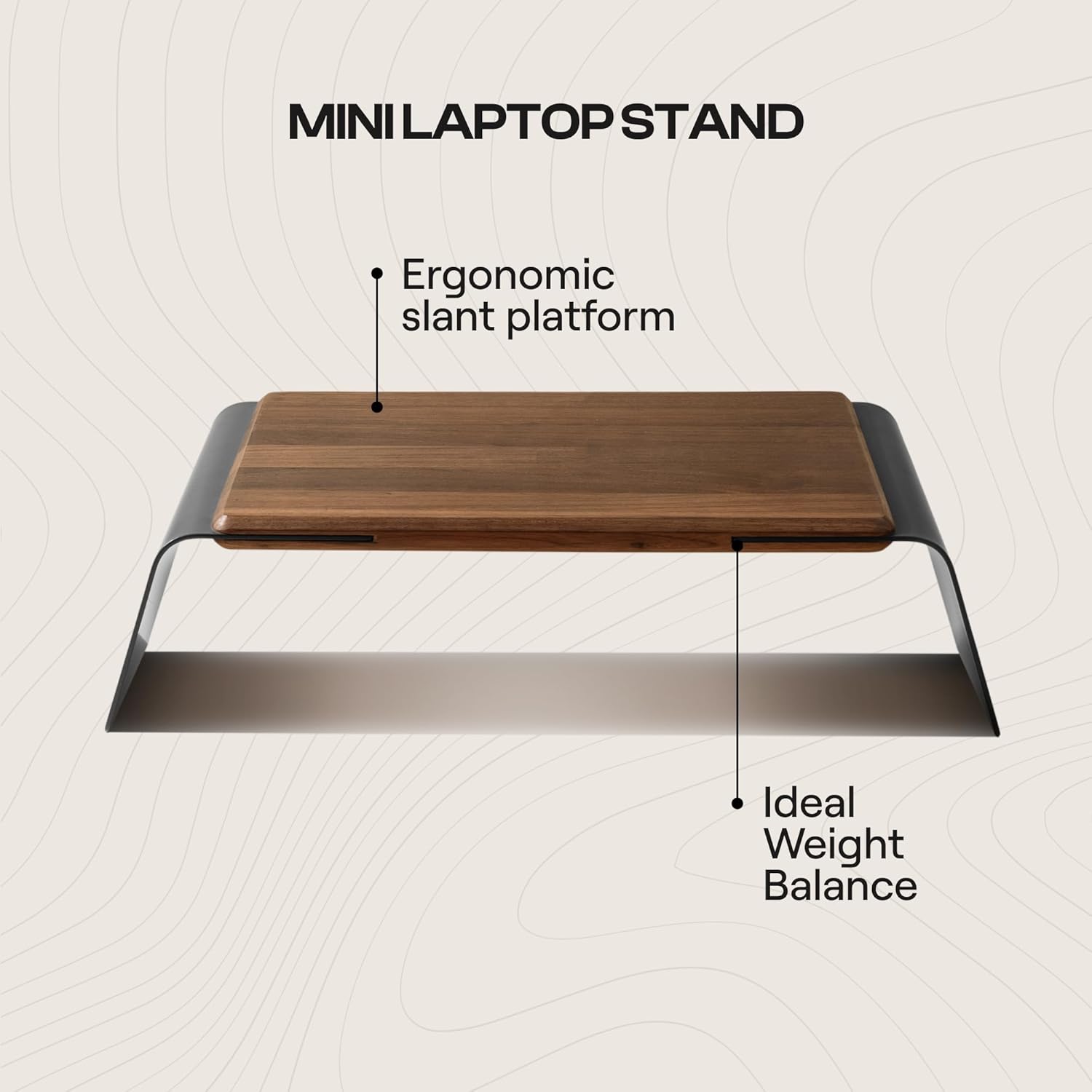 NOOE Config MEL Premium Walnut Desk Essentials Set Anywhere Mini Laptop Stand, Hands-On Mobile Stand & Soft Desk Rug | Workspace Decluttering Kit for Home & Office Setup