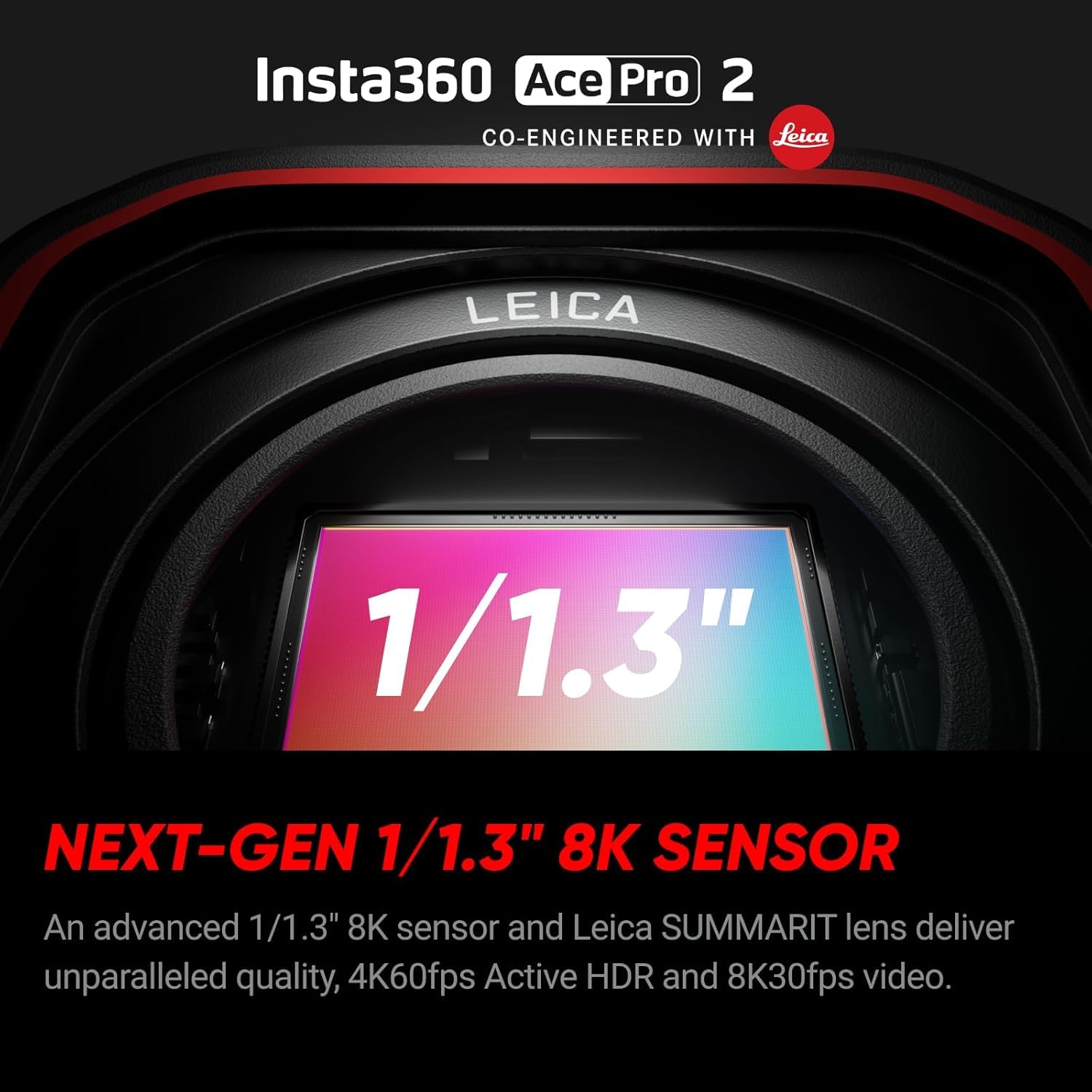 Insta360 Ace Pro 2-8K Waterproof Action Camera Co-Engineered with Leica, Flagship 1/1.3" Sensor, 8K30fps, 4K60fps, 2.5" Flip Screen, AI Noise Reduction, Long Lasting Battery