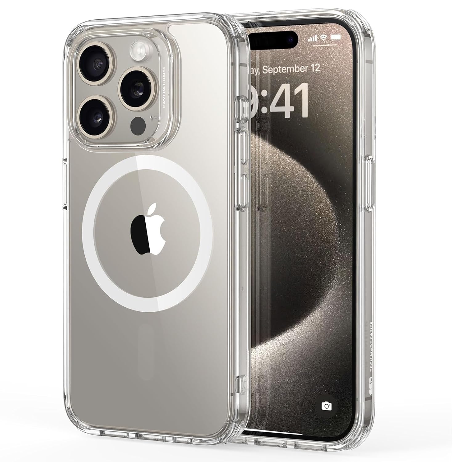 ESR For iPhone 15 Pro Max Case,Compatible With Magsafe,Military-Grade Case Protection,Yellowing Resistant,Scratch-Resistant TPU Back,Magnetic Phone Case For iPhone 15 Pro Max,Classic Series,Clear
