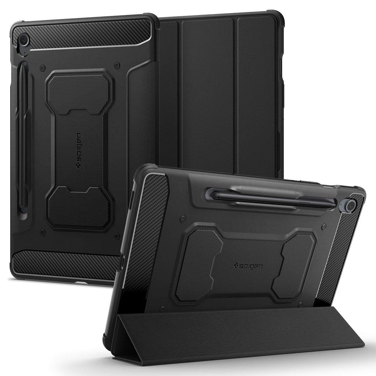 Spigen Rugged Armor Pro for Samsung Galaxy Tab S11 Ultra 14.6inch Full Cover Folio Case with Built in S Pen Holder, Trifold Stand - Black