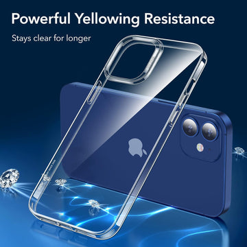 ESR for iPhone 12/12 Pro Case, Shockproof Drop Protection, Project Zero Series, TPU, Yellowing-Resistant, Slim and Thin, Transparent Back Cover, Clear