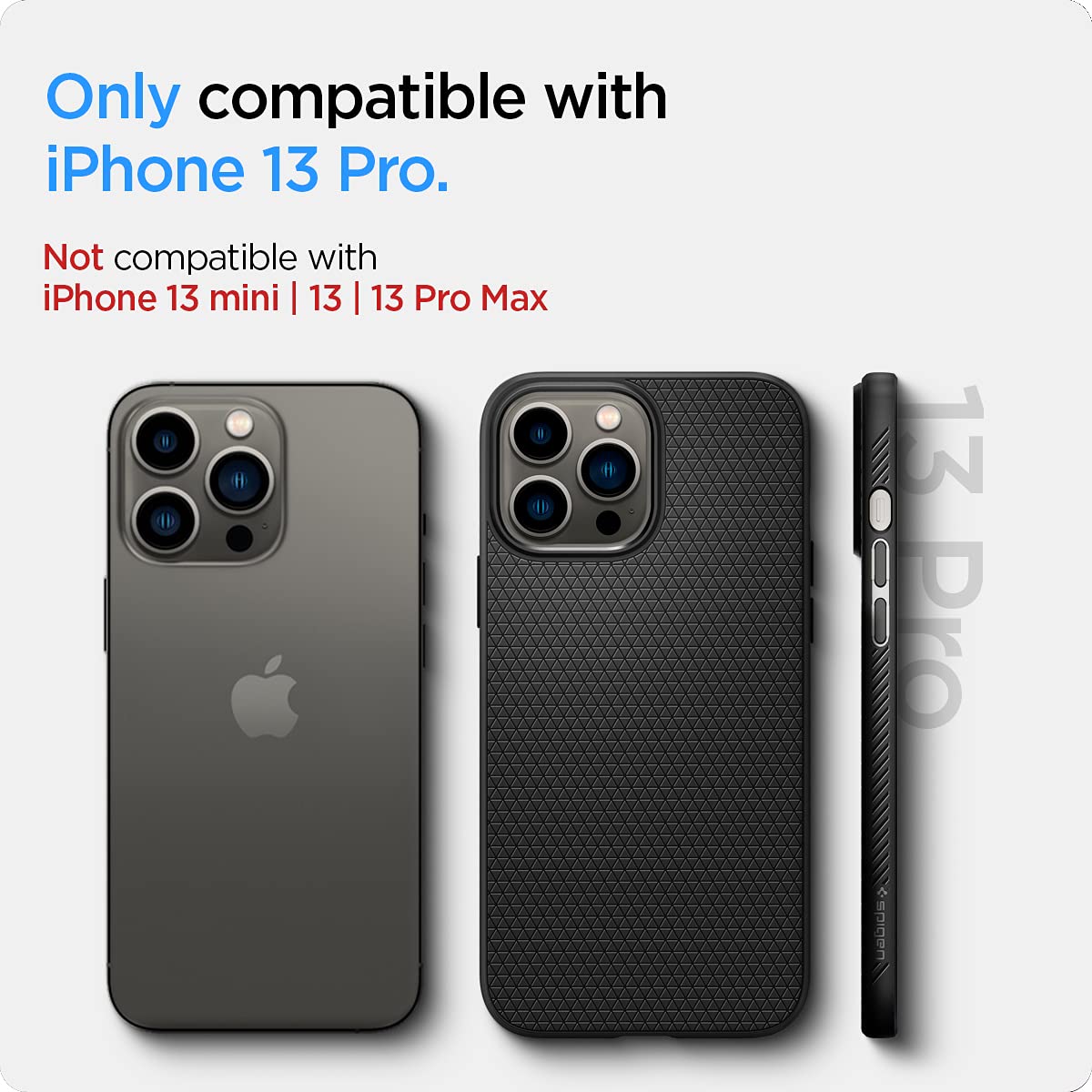 Spigen Liquid Air Back Cover Case Compatible with iPhone 13 Pro (TPU | Matte Black)