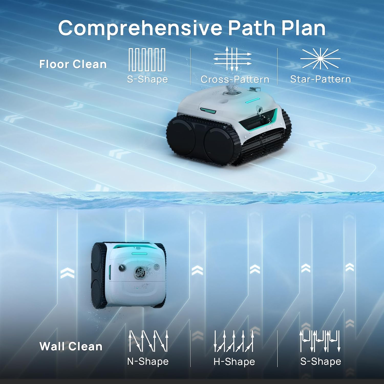 WYBOT C2 Vision Pool Robot Vacuum, Debris Detection with AI Camera, 8-in-1 Master Cleaning, Ultra-fine Filtration, Powerful Suction, for Above&Inground Pool up to 2152 Sq.ft, White Green