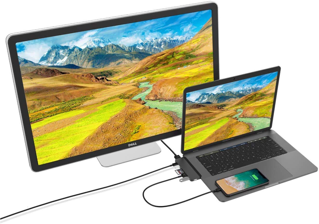 Hyper - New HyperDrive Duo 7-in-2 Hub - USB-C for MacBook Pro/Air - HDMI 4K60Hz HDR, USB-C 40Gbps 100W PD, USB-C 5Gbps 60W PD, MicroSD/SD 3.0 UHS-I 104MB/s, 2 x USB-A 5Gbps - Space Gray