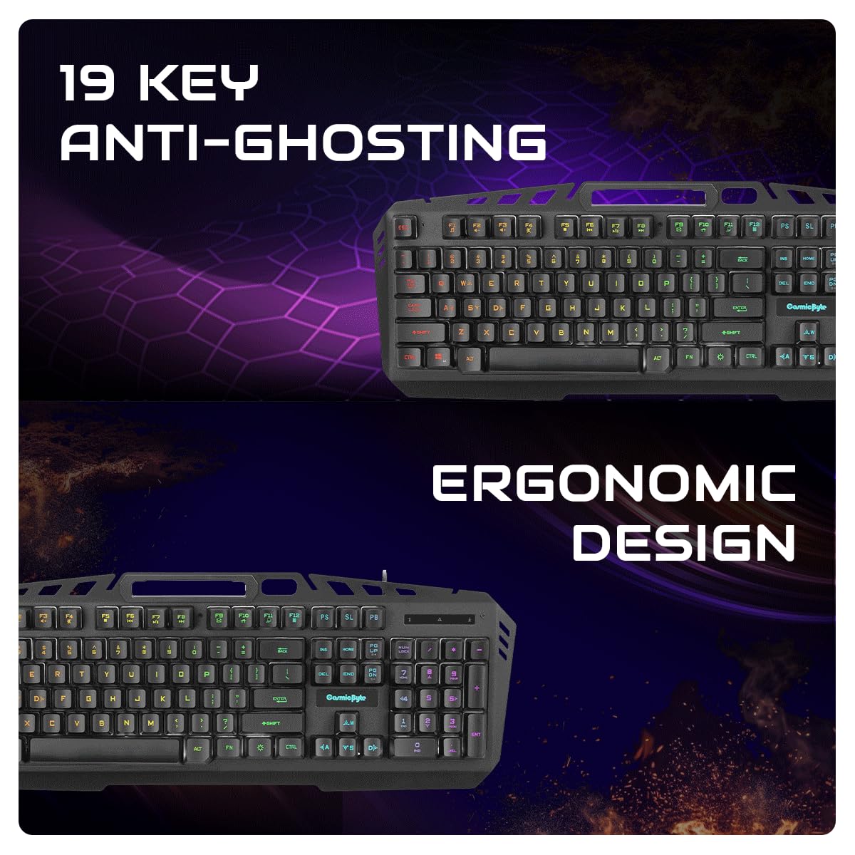 Cosmic Byte Dragon Fly RGB Gaming Keyboard and Mouse Combo,Upgraded Edition, Spectra RGB Effects, 1000Hz Gaming Mouse, 12800DPI with Dual Software Support for Keyboard and Mouse (Black)