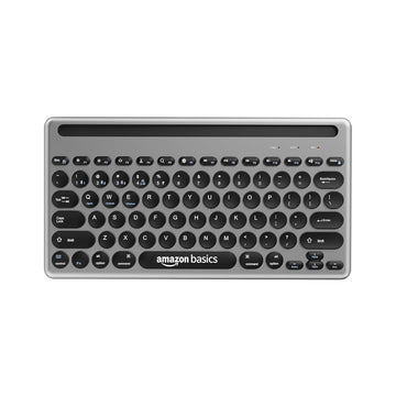 Amazon Basics Wireless Keyboard and Mouse Set with Bluetooth multiconnect, 2.4GHz Receiver,1600 DPI, Smartphone/Tablet Holder, Built in Rechargeable Battery